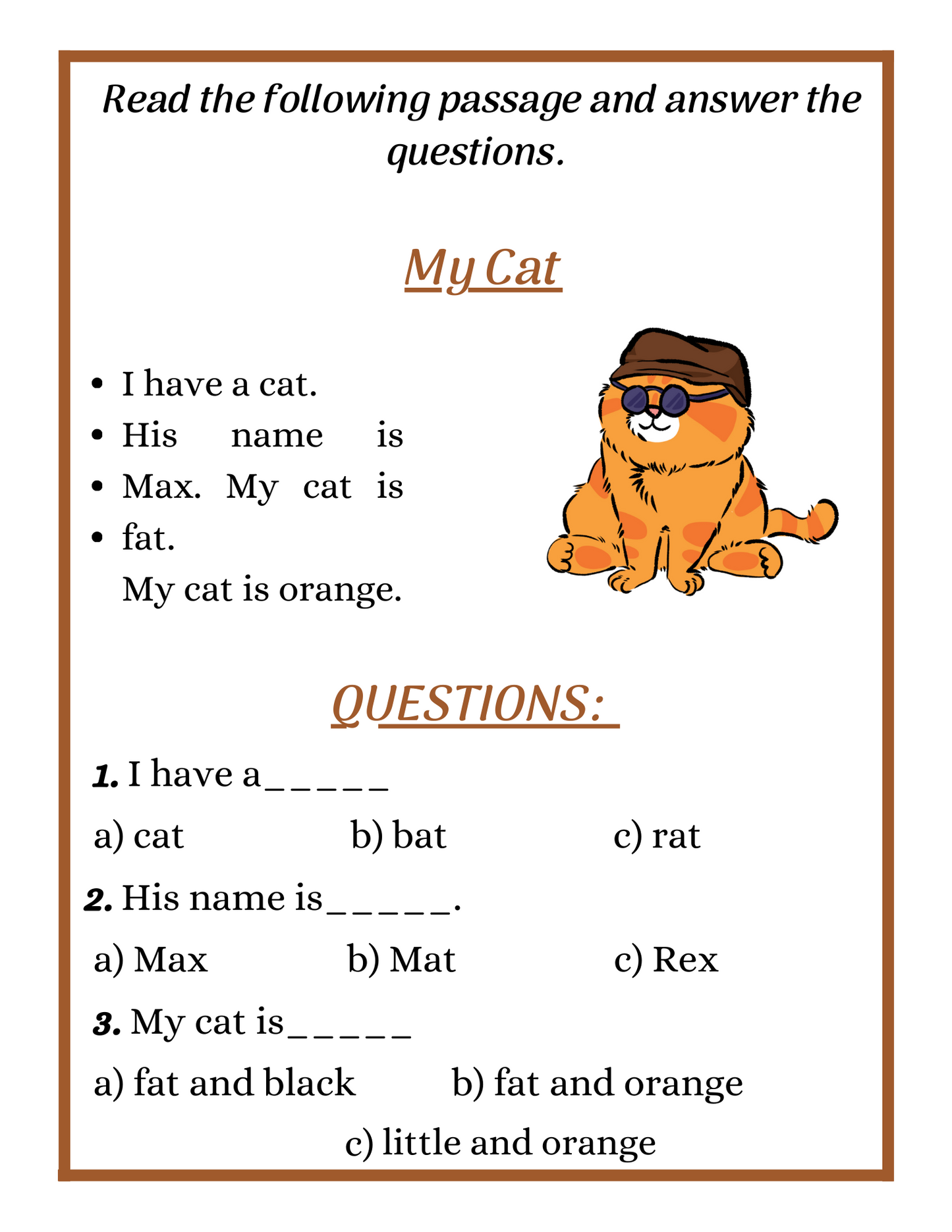 Reading Worksheets for kids