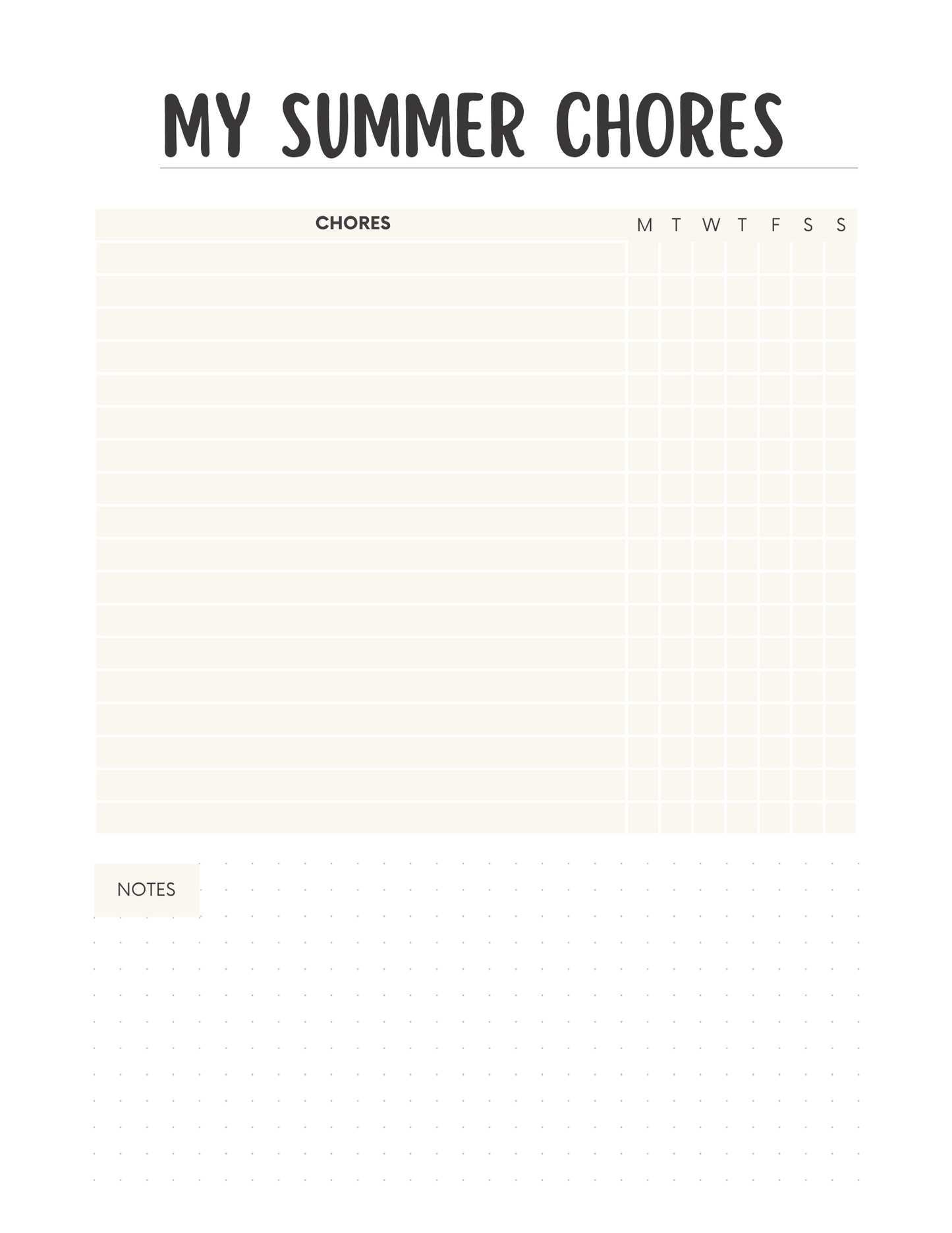 Kids Summer Planner