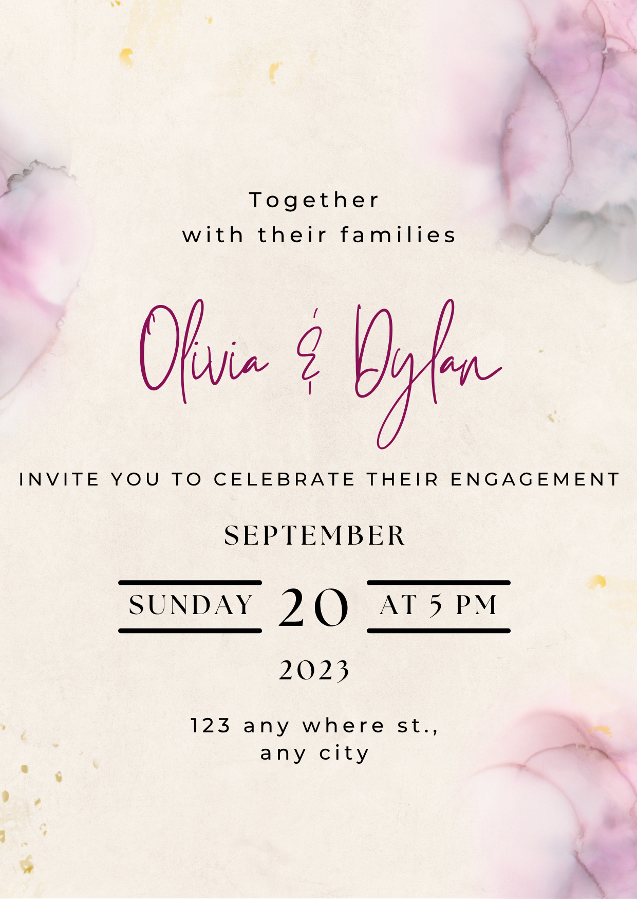 Pink/Purple Engagement Invitation
