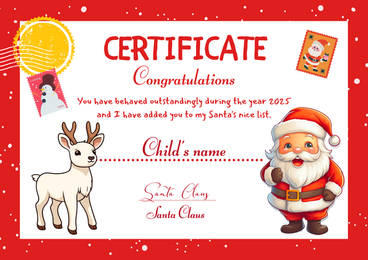 Santa Certificate