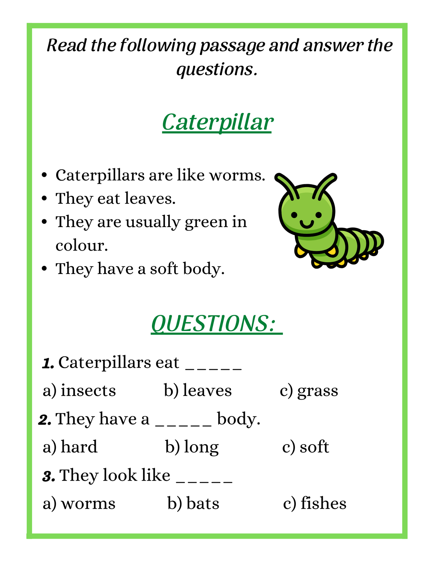 Reading Worksheets for kids