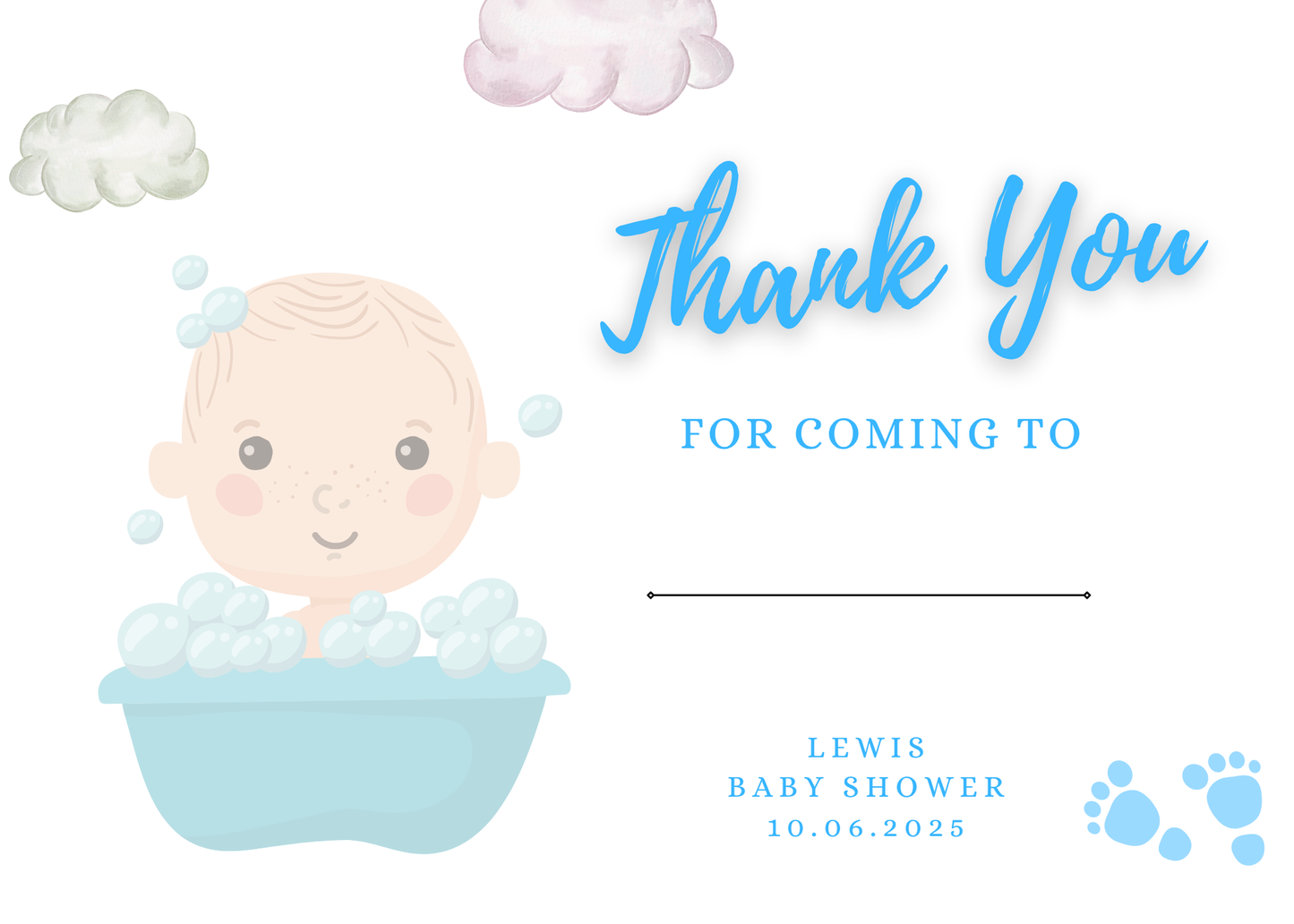Baby Boy Shower Thank You Card